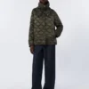 Water-repellent quilted canvas down jacket, dark green