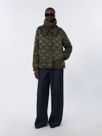 Water-repellent quilted canvas down jacket, dark green