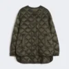 Water-repellent quilted canvas down jacket, dark green