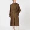 Water-repellent wool gabardine duster coat, brown Water-repellent wool gabardine duster coat, brown