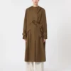 Water-repellent wool gabardine duster coat, brown Water-repellent wool gabardine duster coat, brown