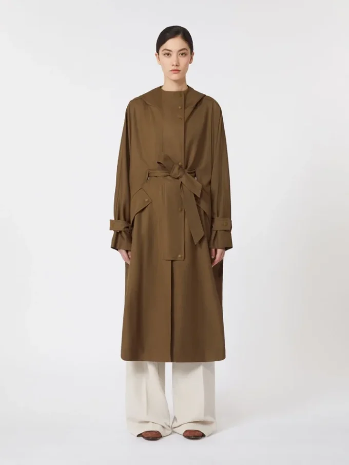 Water-repellent wool gabardine duster coat, brown Water-repellent wool gabardine duster coat, brown