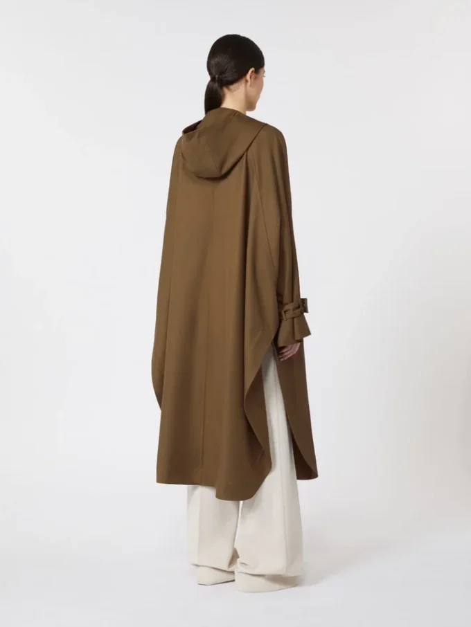 Water-repellent wool gabardine duster coat, brown Water-repellent wool gabardine duster coat, brown