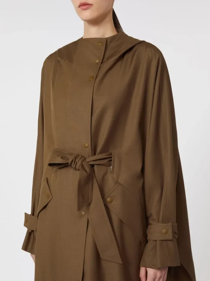 Water-repellent wool gabardine duster coat, brown Water-repellent wool gabardine duster coat, brown