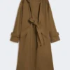 Water-repellent wool gabardine duster coat, brown Water-repellent wool gabardine duster coat, brown
