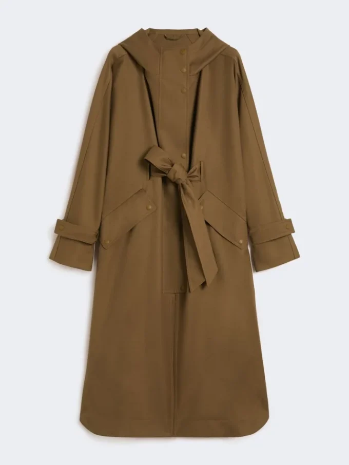 Water-repellent wool gabardine duster coat, brown Water-repellent wool gabardine duster coat, brown