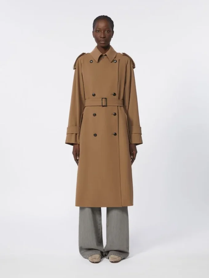 Water-repellent wool gabardine trench coat, brown Water-repellent wool gabardine trench coat, brown
