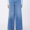 Wide, cotton denim jeans, navy