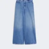 Wide, cotton denim jeans, navy