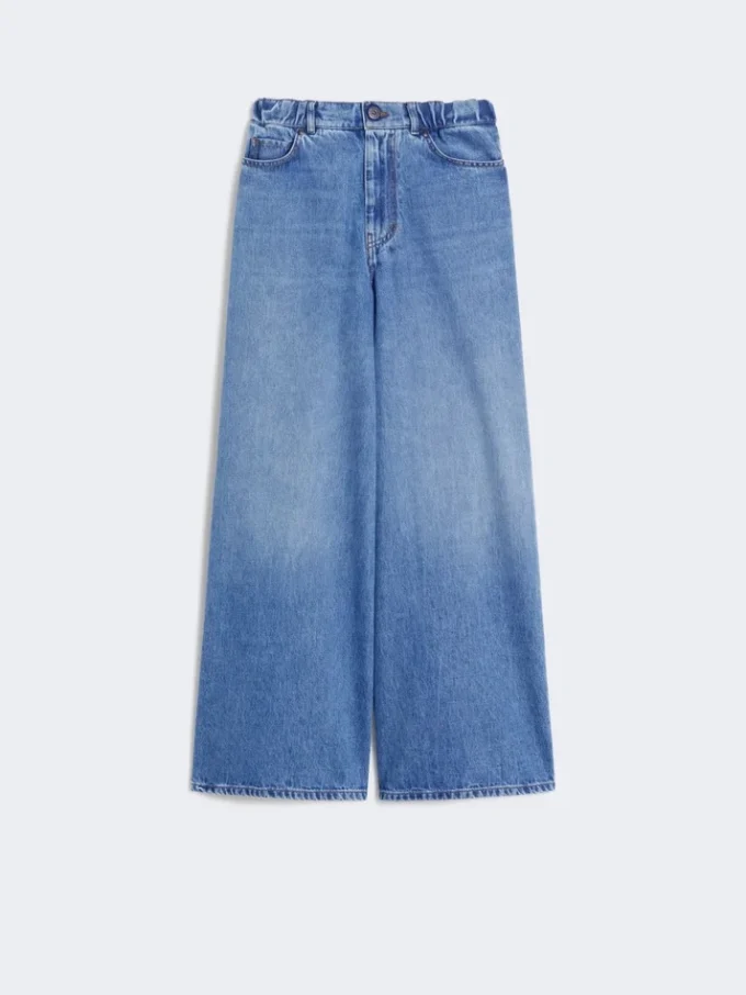 Wide, cotton denim jeans, navy