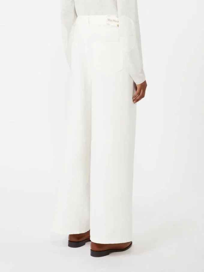 Wide-fit cotton and linen trousers, white Wide-fit cotton and linen trousers, white