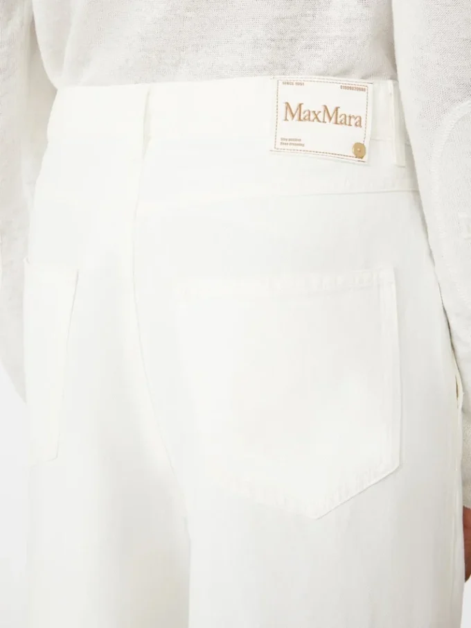 Wide-fit cotton and linen trousers, white Wide-fit cotton and linen trousers, white
