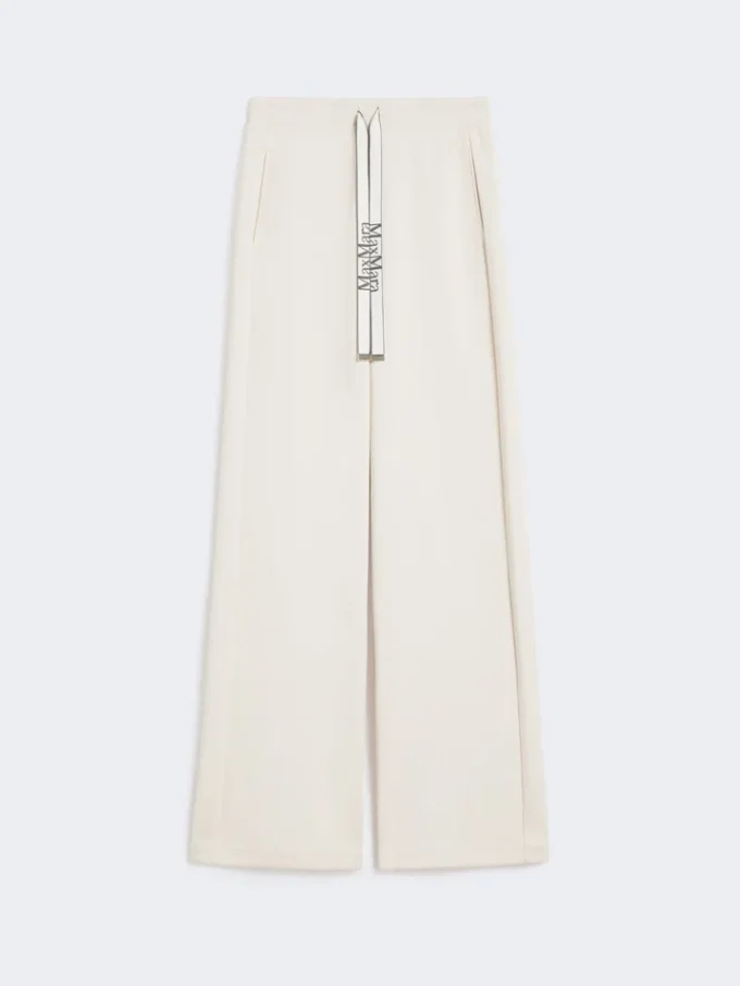 Wide-fit jersey trousers, ecru