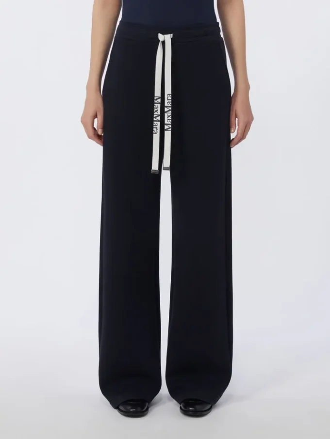Wide-fit jersey trousers, ultramarine