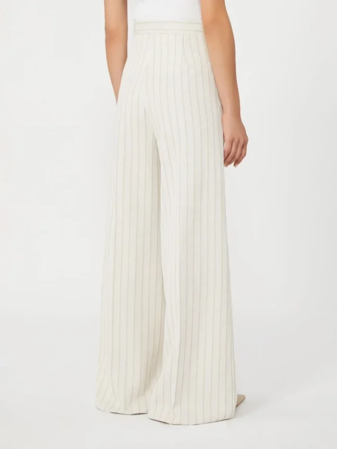 Wide-fit pinstripe piqua jersey trousers, white Wide-fit pinstripe piqua jersey trousers, white