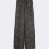 Wide-fit printed silk trousers, black white