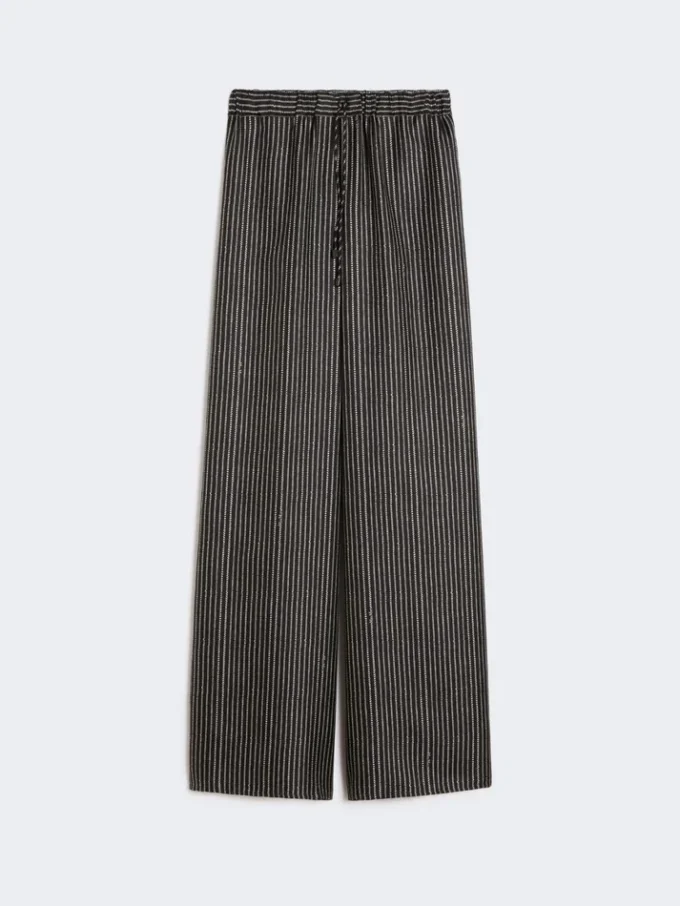 Wide-fit printed silk trousers, black white