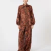 Relaxed-fit printed silk shirt, terra cotta