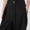 Wide-fit stretch wool trousers, black