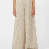 Wide-fit striped cotton and silk canvas trousers, beige Wide-fit striped cotton and silk canvas trousers, beige