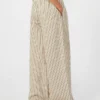 Wide-fit striped cotton and silk canvas trousers, beige Wide-fit striped cotton and silk canvas trousers, beige
