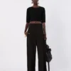 Stretch viscose crop top, black