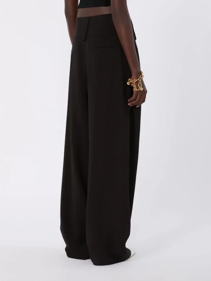Wide-fit viscose satin trousers, black Wide-fit viscose satin trousers, black