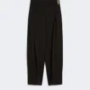 Wide-fit viscose satin trousers, black Wide-fit viscose satin trousers, black