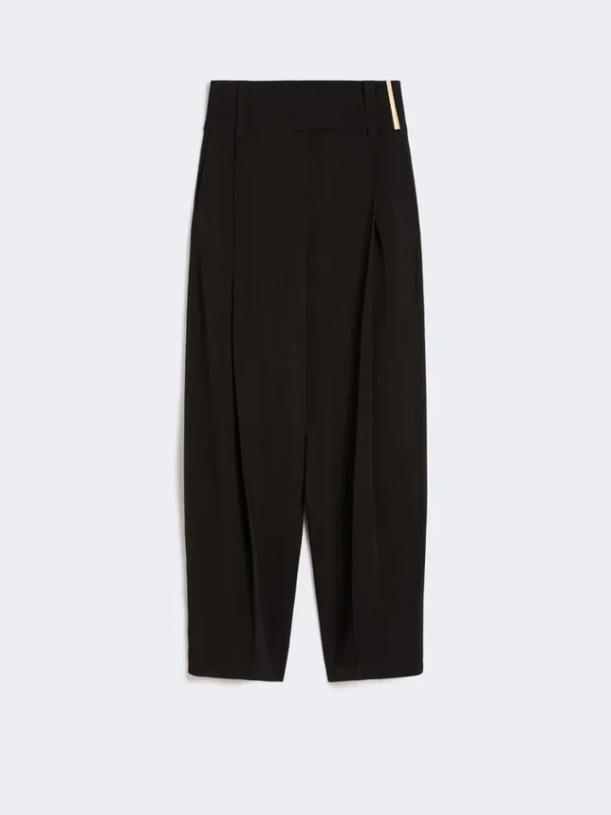 Wide-fit viscose satin trousers, black Wide-fit viscose satin trousers, black