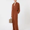 Silk canvas shirt, terra cotta