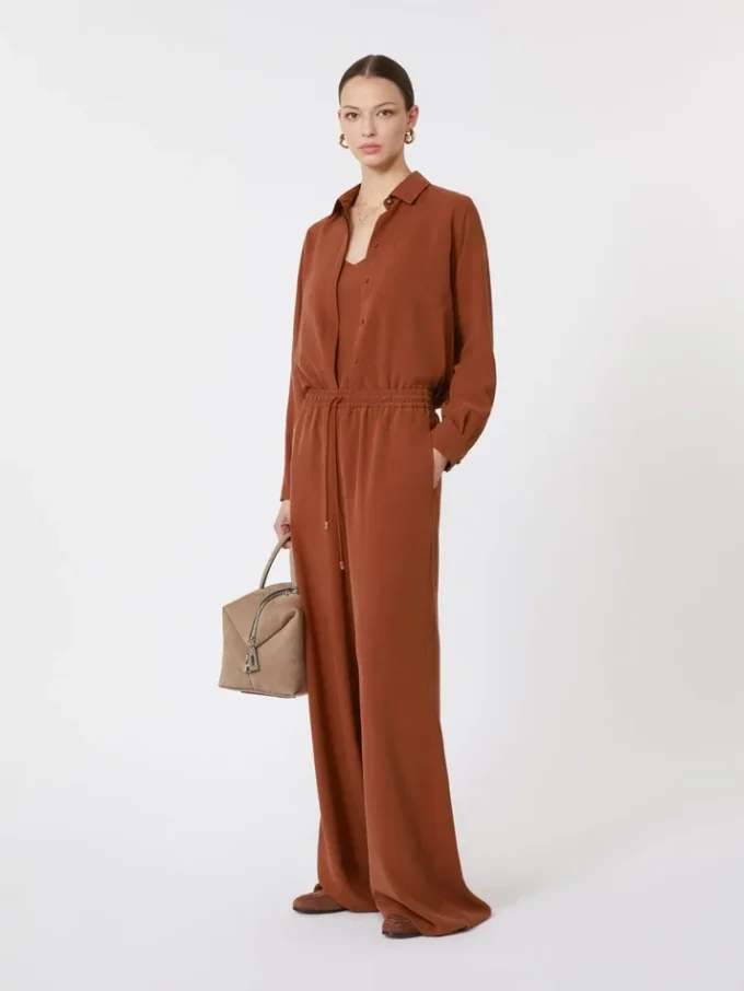 Silk canvas shirt, terra cotta