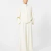 Wide-fit wool trousers, silk