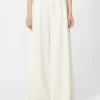 Wide-fit wool trousers, silk