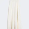 Wide-fit wool trousers, silk