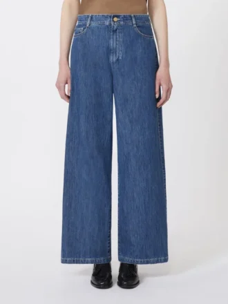 Wide-leg denim jeans, midnightblue