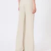 Wide-leg trousers in linen drill, sand