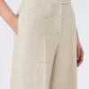 Wide-leg trousers in linen drill, sand
