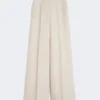 Wide-leg trousers in linen drill, sand