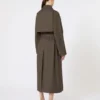 Wide water-repellent twill trench coat, green Wide water-repellent twill trench coat, green