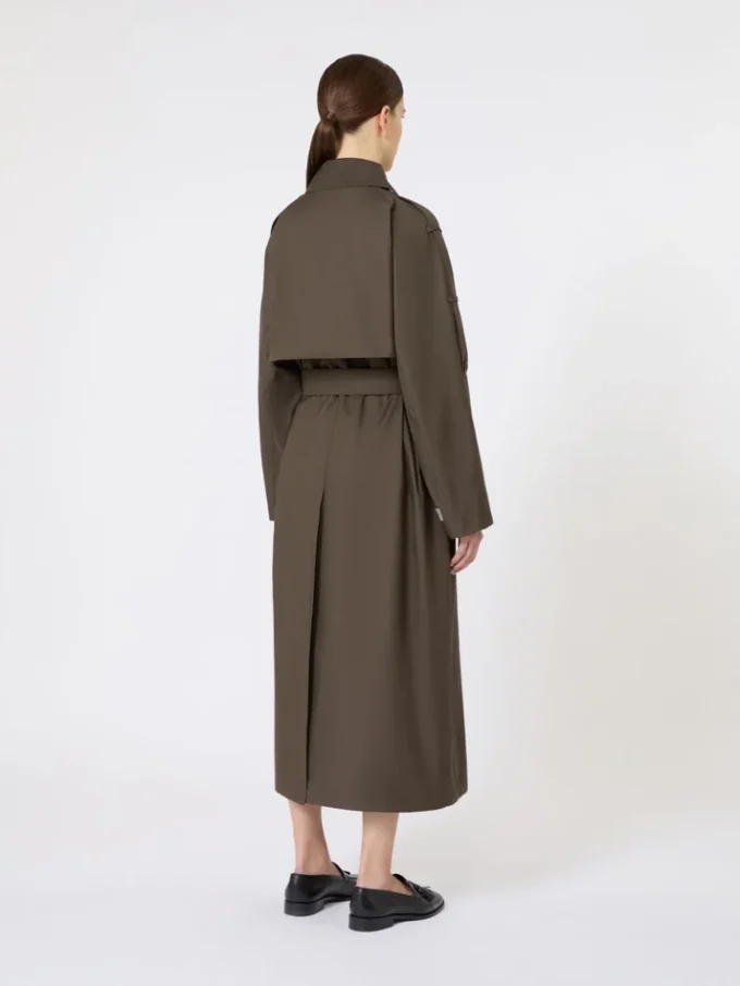 Wide water-repellent twill trench coat, green Wide water-repellent twill trench coat, green