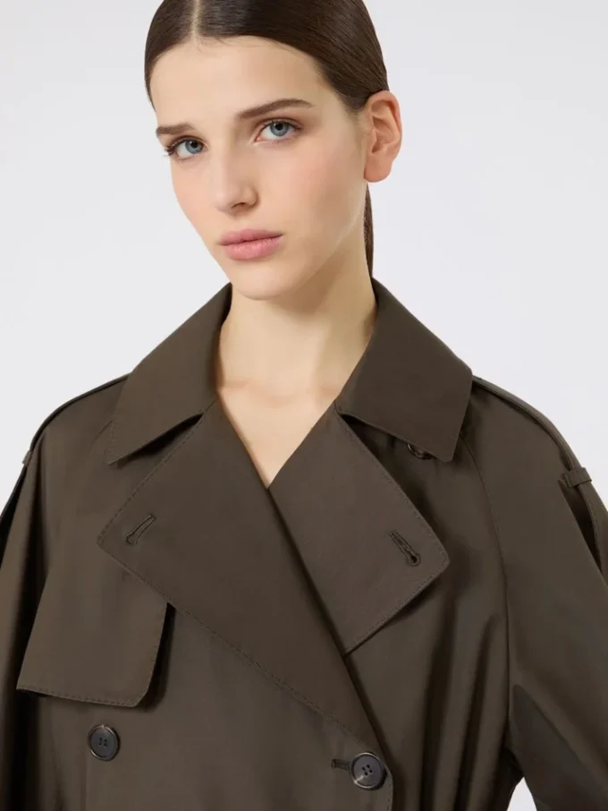 Wide water-repellent twill trench coat, green Wide water-repellent twill trench coat, green