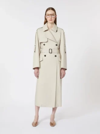 Wide water-repellent twill trench coat, natural Wide water-repellent twill trench coat, natural