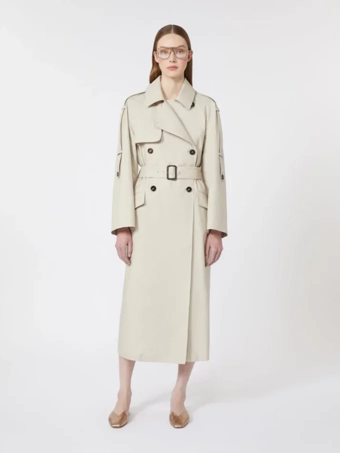 Wide water-repellent twill trench coat, natural Wide water-repellent twill trench coat, natural