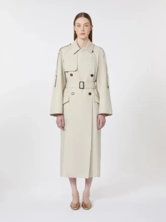 Wide water-repellent twill trench coat, natural Wide water-repellent twill trench coat, natural