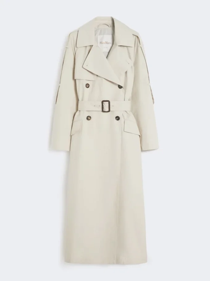 Wide water-repellent twill trench coat, natural Wide water-repellent twill trench coat, natural