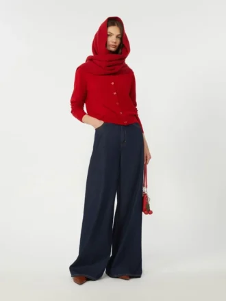 Wool and cashmere cardigan, red