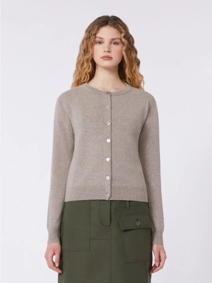 Wool and cashmere cardigan, turtledove Wool and cashmere cardigan, turtledove