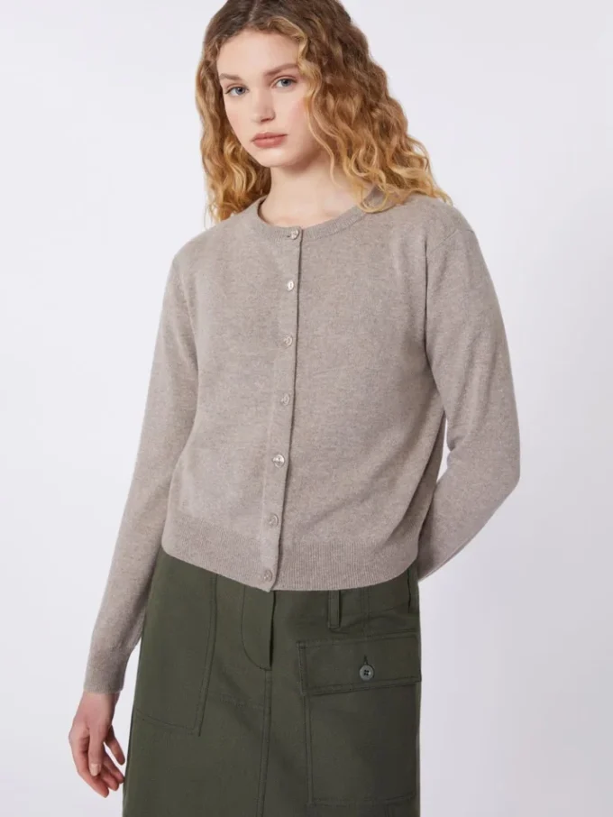 Wool and cashmere cardigan, turtledove Wool and cashmere cardigan, turtledove