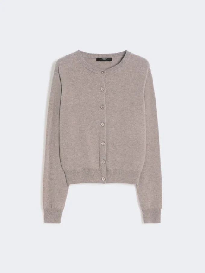 Wool and cashmere cardigan, turtledove Wool and cashmere cardigan, turtledove