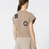 Wool and cashmere cropped sweater, sand